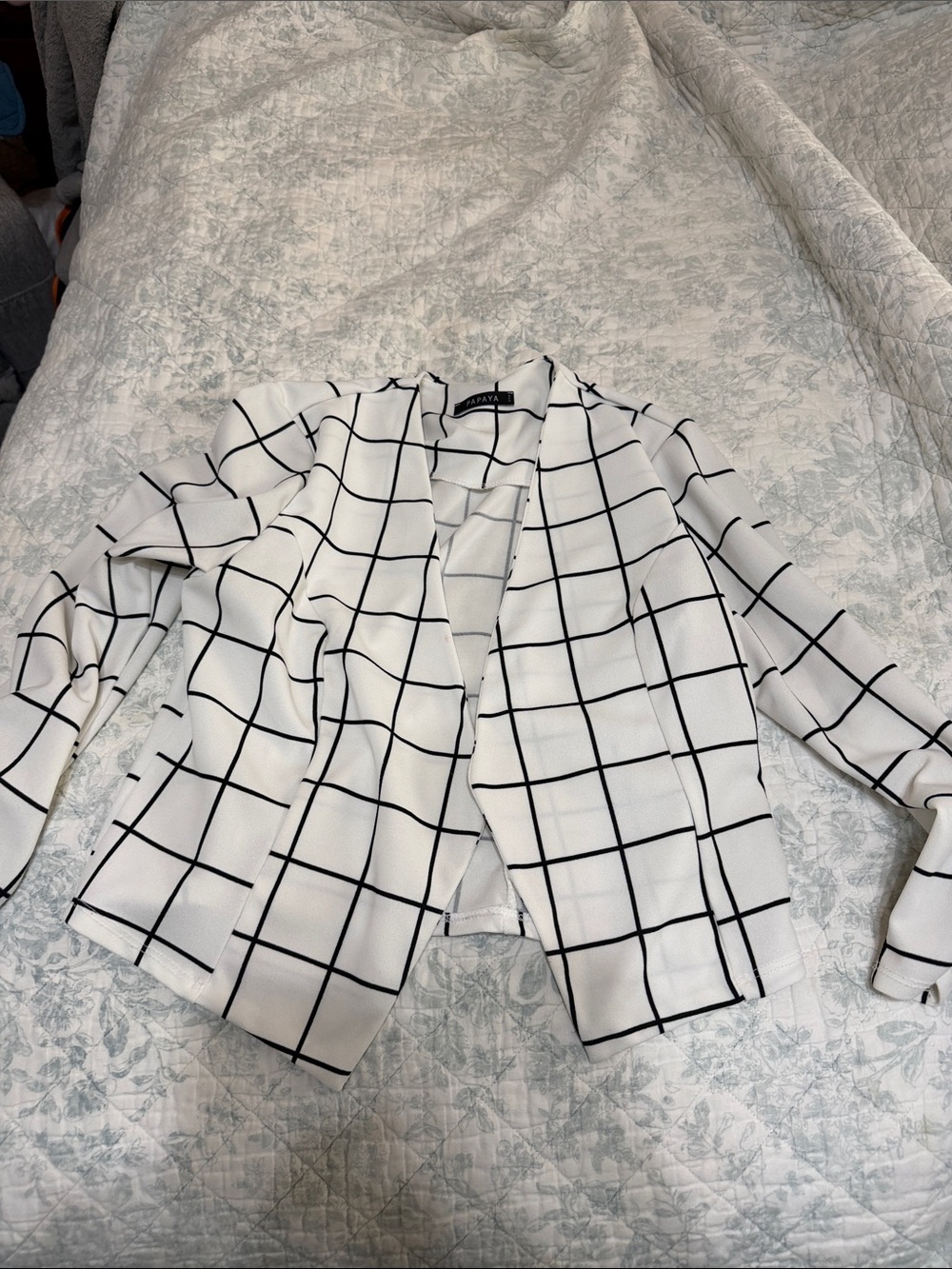 Papaya White Blazer with Black Grid Windowpane
